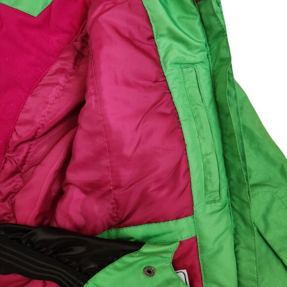 Girls’ Ski Jacket, Size 6–8, 122/128 cm Green with White & Pink Accents - Picture 4 of 8